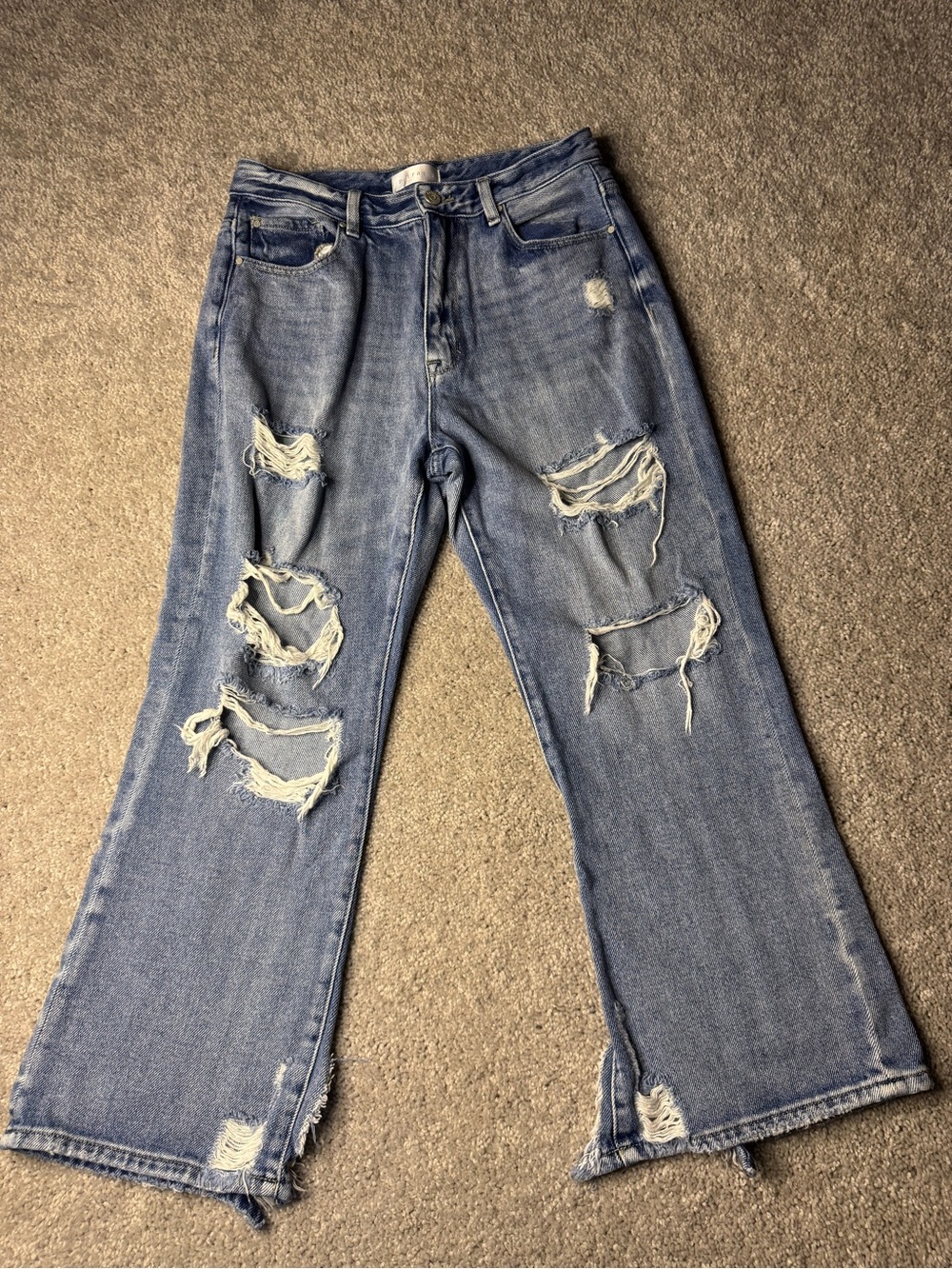 Ripped Light Blue Wide-Leg Women's Jeans